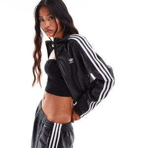 Adidas Originals Firebird Pleather Track jacket top black women's small